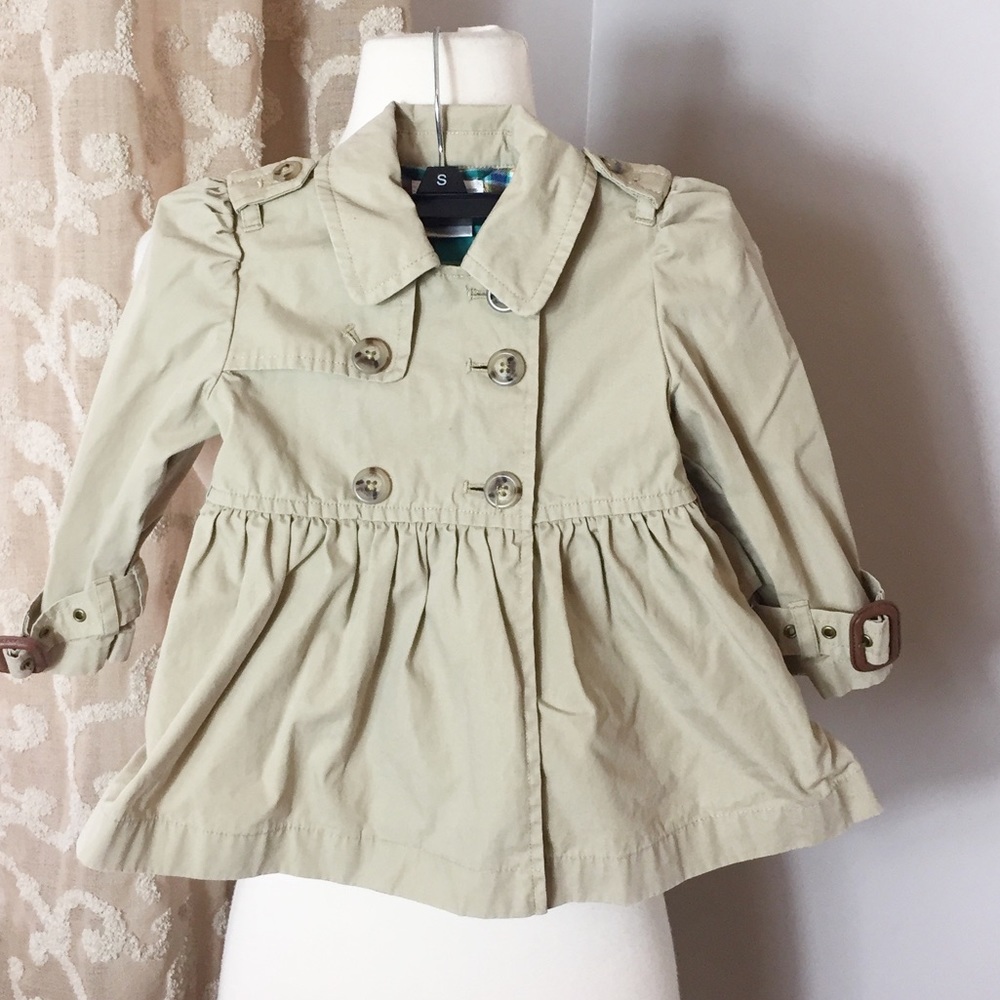 Ralph Lauren Toddler Khaki Ruffle Back Baby Trench Coat